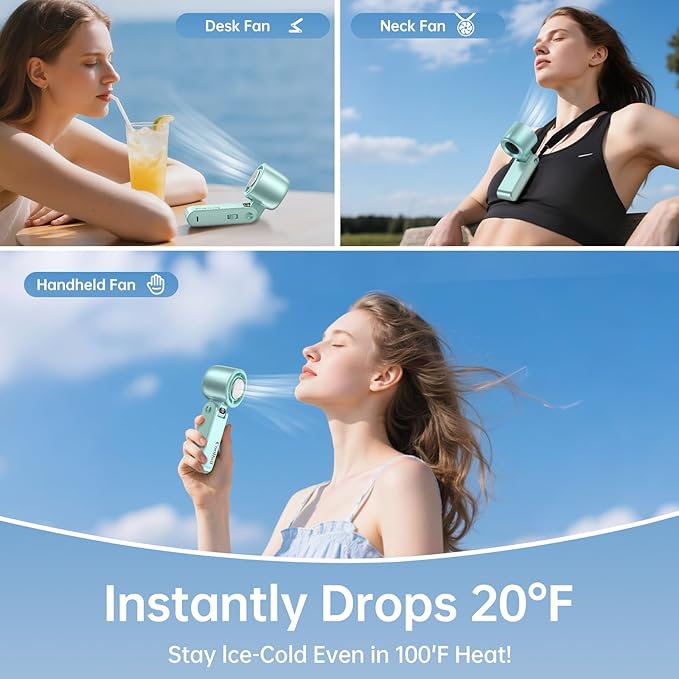 Handheld Portable Fan with Ice Cooler: 100-Speed 5500mAh Rechargeable Handheld - Image 7