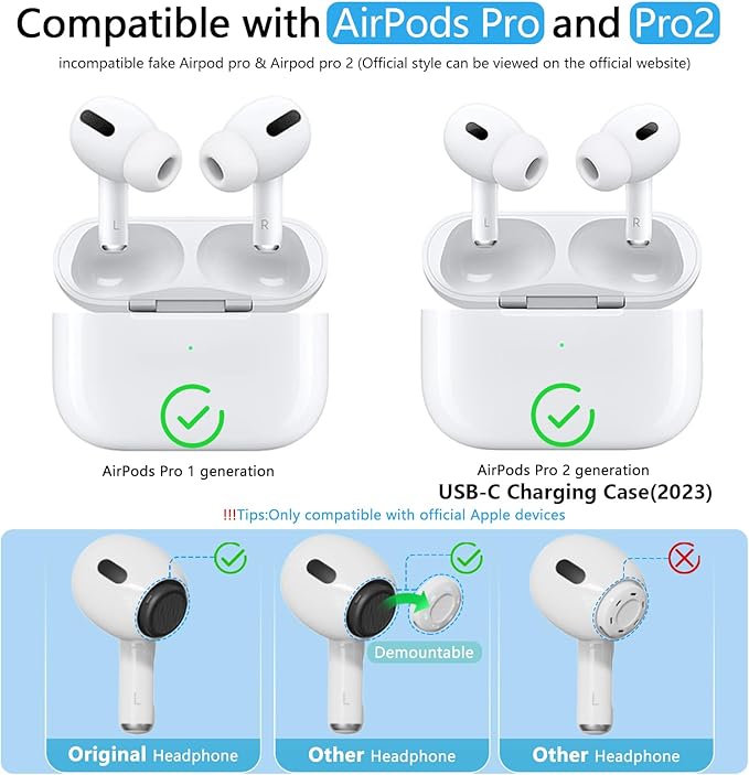 Compatible with AirPods Pro 2nd/1st Generation Silicon+Memory Foam Replacement - Image 2