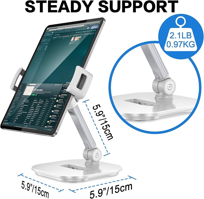 AboveTEK Upgraded Desktop Tablet Stand, 360° Swivel Tablet & Phone Desk Mount - Image 2