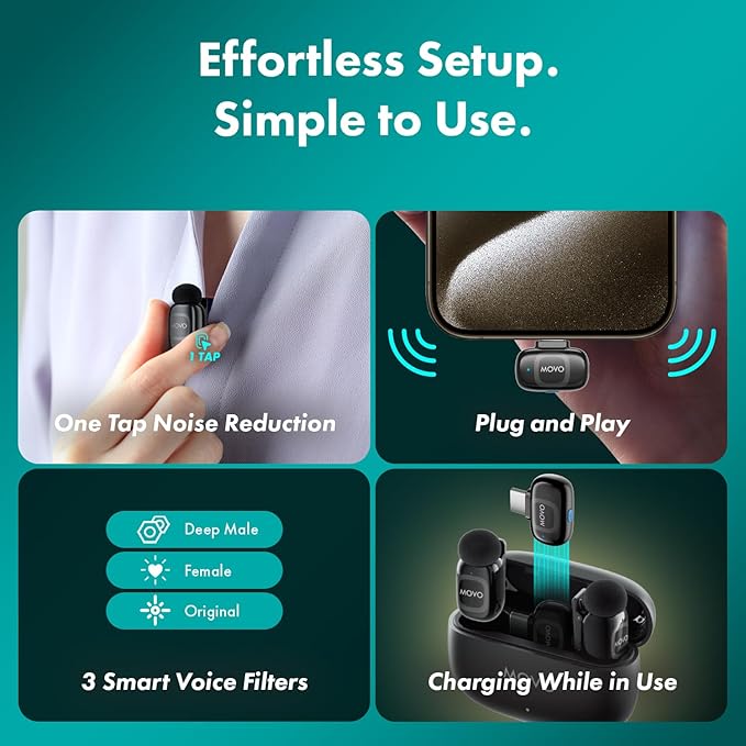 Movo NanoMic Dual USB-C Wireless Microphone - Image 8