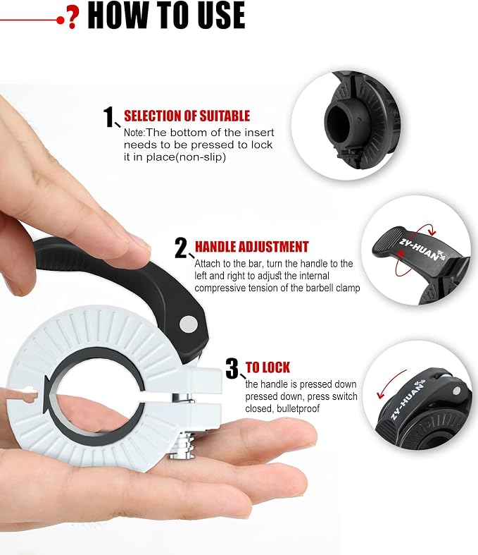 Pro Barbell Clips 1 inch Barbell Clamps 0.9-1.18inch Quick Release Weight Clips - Image 3