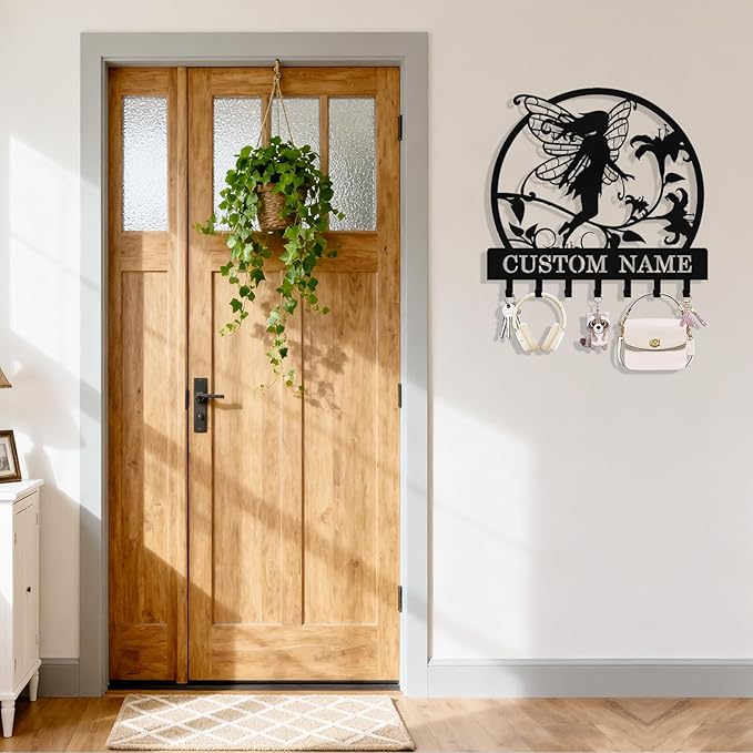 Personalized Fairy Key Holder Wall Mount, Custom Metal Key Rack Key Holder - Image 2