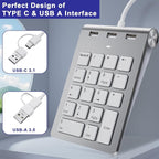USB C Wired Number Pad, USB Numeric Keypad - Image 3
