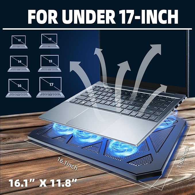 NAGAN Laptop Cooling Pad with 6 Fans, Ergonomic USB Powered Cooling Pad - Image 6