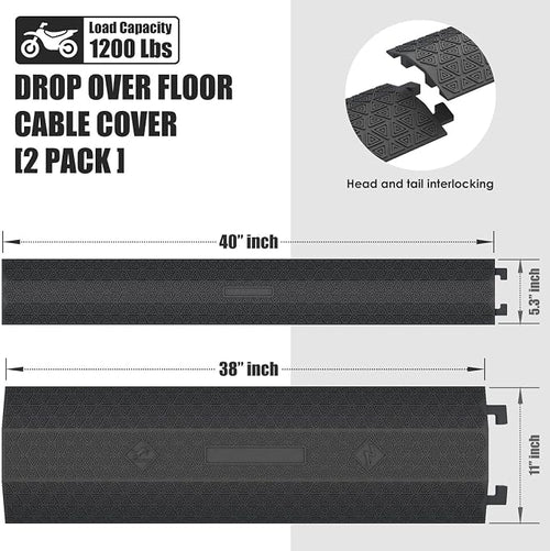 4 Pack 40" inch Drop Over Cable Cover, 4 Pieces Prevent Tripping Rubber Floor - Image 2