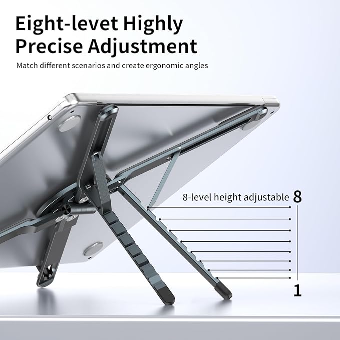 Adjustable Laptop Stand for Desk, Magnetic Phone Holder - Image 3