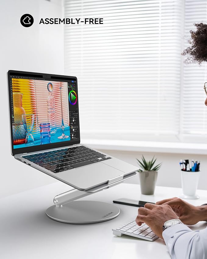 LULULOOK Laptop Stand for Desk 2025, 360 Rotating Adjustable Laptop Riser - Image 6