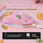 DAREU Pink Wireless Wired Gaming Mouse, Dual-Mode Rechargeable 7 Programmable - Image 3