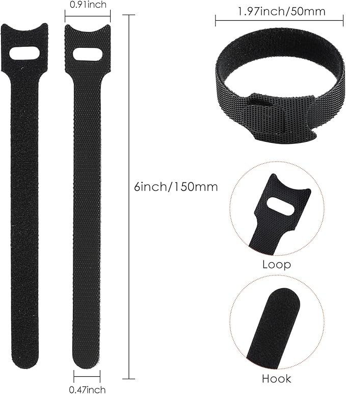 MVYC 120PCS 6 Inch Reusable Cable Ties Wire Ties Cord Organizer Cable Organizer - Image 2