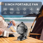 Small Clip on Fan with Remote Control | 8000mAh Battery | 5 Speeds | 5" - Image 2