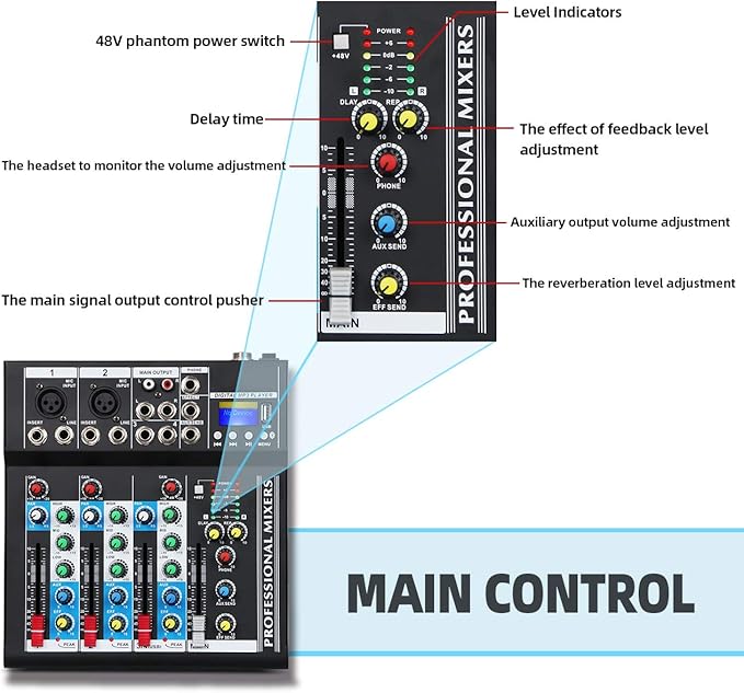 Depusheng HT4 Bluetooth Compatible Professional Portable Digital DJ Console - Image 3