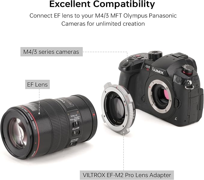 VILTROX EF-M2 Pro Lens Mount Adapter Auto Focus 0.71x Reducer Speed Booster - Image 2