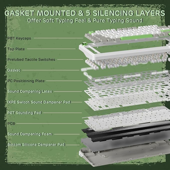 RK ROYAL KLUDGE L75 Gasket Mount Mechanical Keyboard w/Knob/Macro Keys & - Image 8