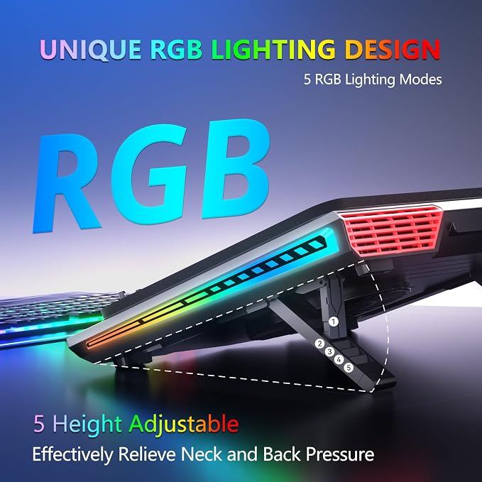 LIANGSTAR Gaming Laptop Cooling Pad, RGB Laptop Cooler - Image 3