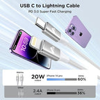 2Pack Short USB C to Lightning Cable 1ft, PD USB C to iPhone Charger Cable MFi - Image 2
