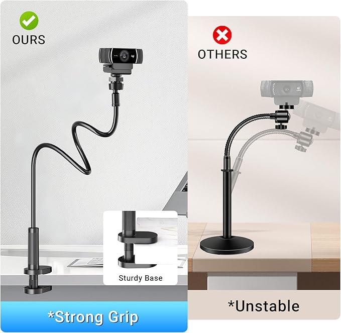 Flexible Webcam Stand Mount for Desk, Gooseneck Webcam Tripod - Image 3