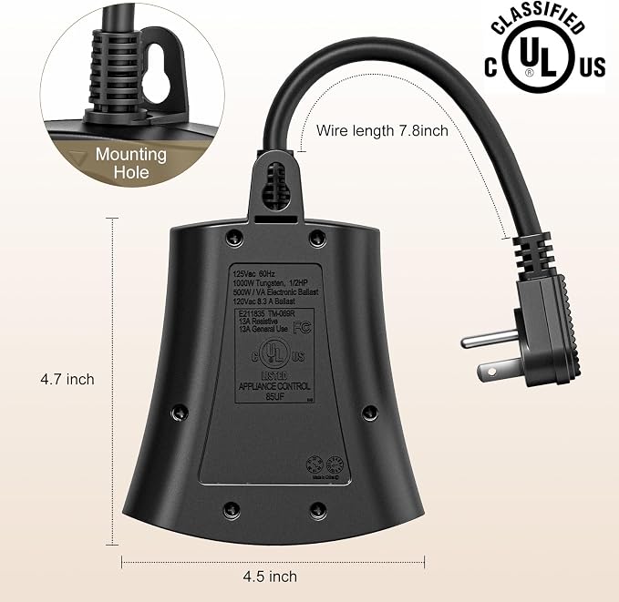 Lights Plug Timer Outdoor, Dusk to Dawn Electrical Timer Switch - Image 4