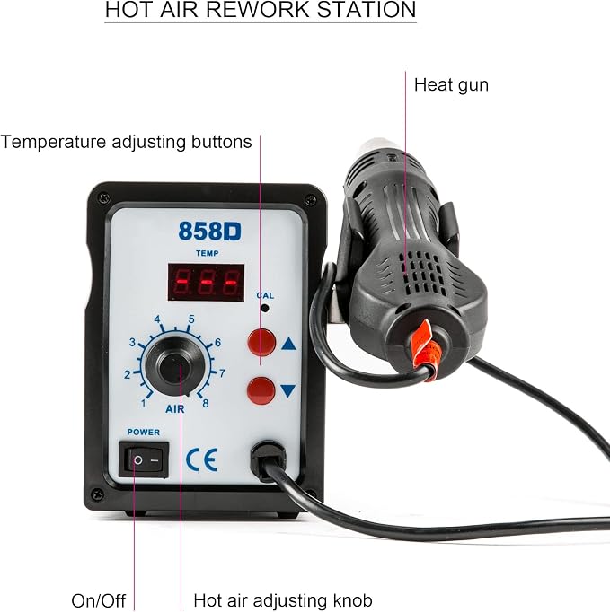 CREWORKS 858D Rework Station, 110V SMD Soldering Rework Station - Image 6