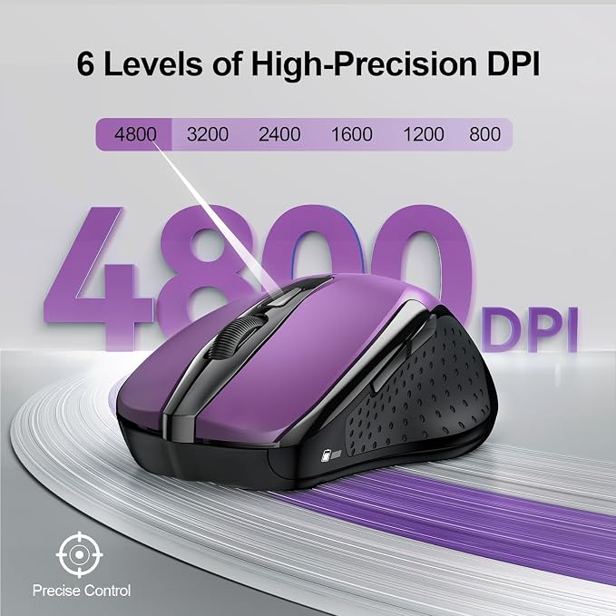 TECKNET Wireless Mouse Silent 4800 DPI Computer USB A & Bluetooth Mouse 6 - Image 4