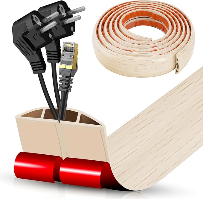 Floor Cord Cover Cavity 0.8"x0.37" Self Adhesive Cord Hider, 10FT Low Profile by DBHXXMB-HH