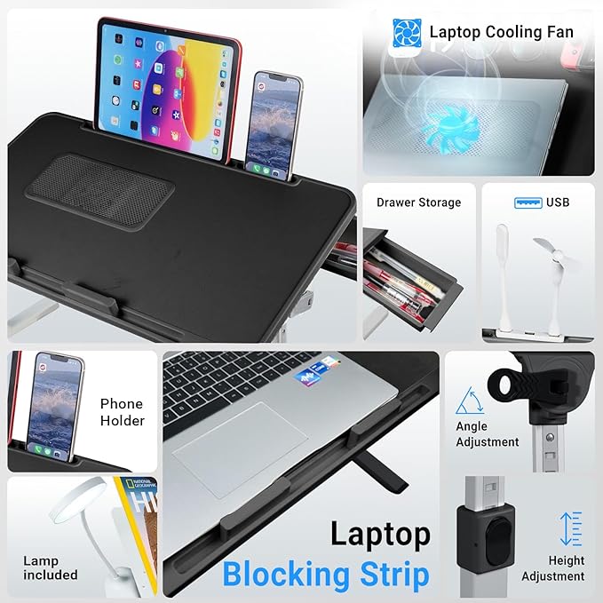 Laptop Lap Desk Include Cooling Fan, Adjustable Lap Desk - Image 3