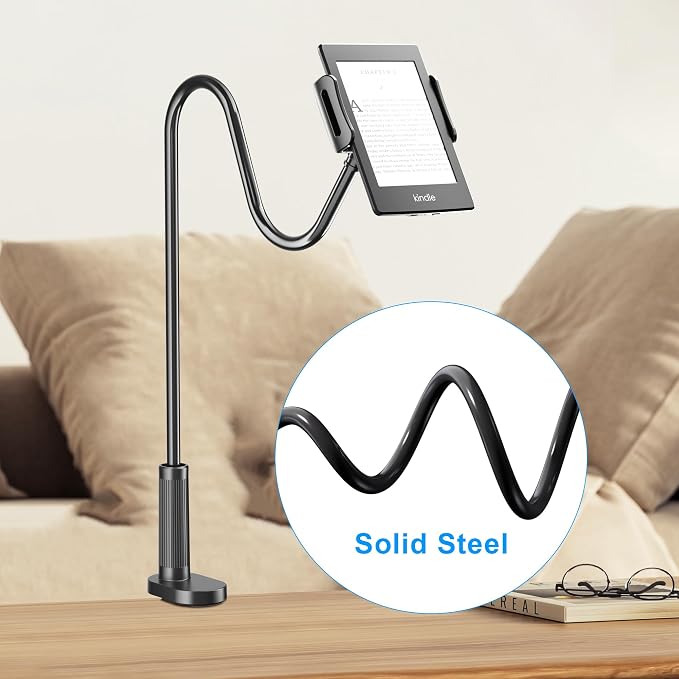 Gooseneck Tablet Holder for Kindle Reading in Bed, Hands Free Desk Bedside Lazy - Image 3