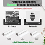 Inkless Portable Printer for Travel, Wireless Thermal Printer Support 8.5 x 11 - Image 6