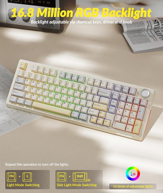 KI99 Pro 96% Wireless Mechanical Gaming Keyboard, Creamy Keyboard - Image 7