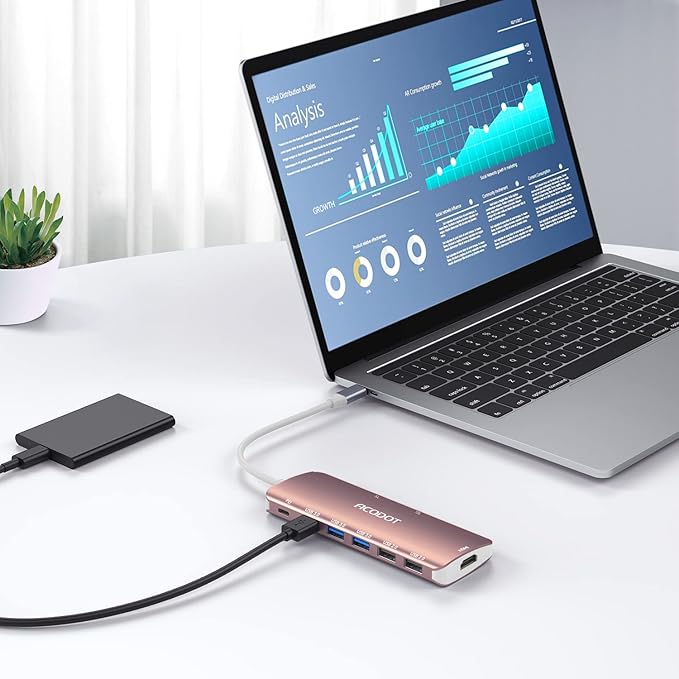 Acodot 9 in 1 USB C to 4K@60HZ HDMI Multiport Adapter, 3 USB 3.0 Ports - Image 7