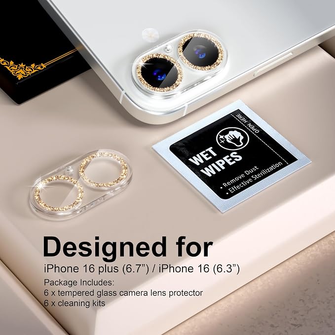 beuxece for 6 Pack iPhone 16 / iPhone 16 Plus Camera Lens Protector 9H Tempered - Image 2