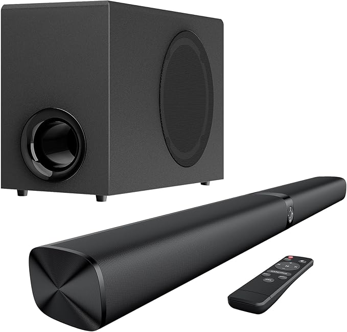 Sound Bar with Subwoofer, 110W Sound Bar with Adjustable Deep Bass & 3 EQ Modes by Assistrust