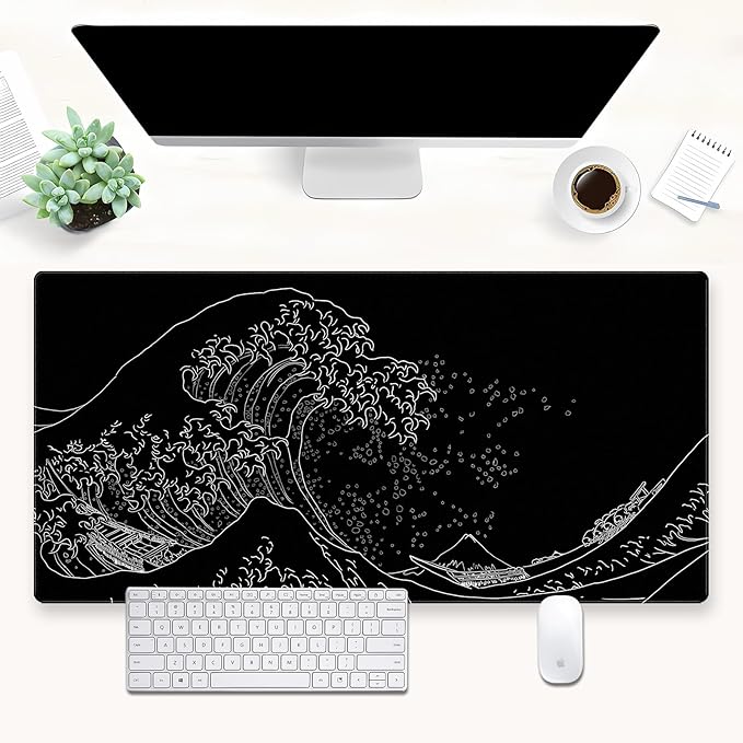 Japanese Great Wave Off Kanagawa Gaming Mouse Pad by Cindasun