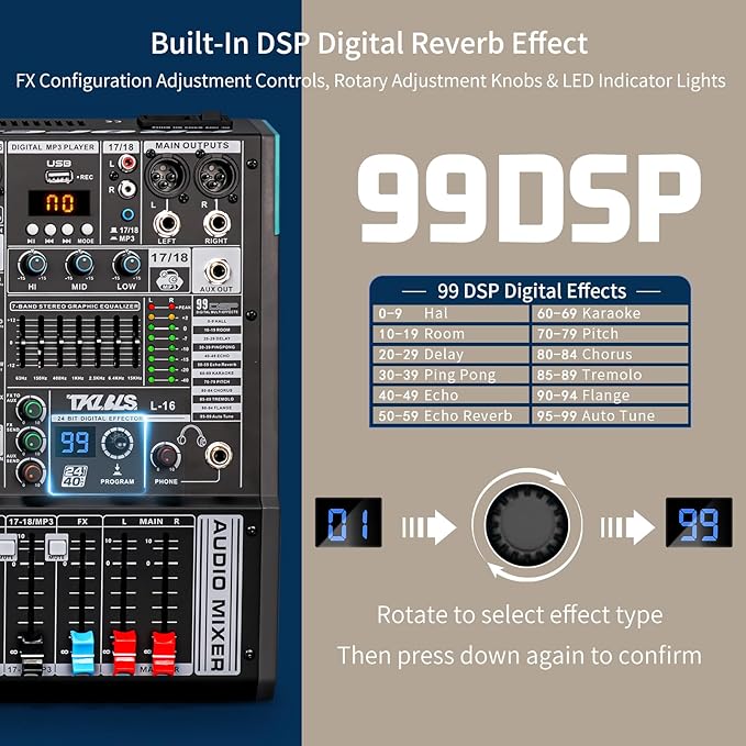16 Channel Professional Audio Mixer, Mixing Console - Image 5
