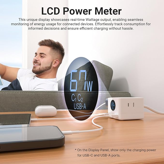 MINIX 67W USB C Charger with 3 Outlets, Gan 3-Port Compact Cube Fast Power - Image 2