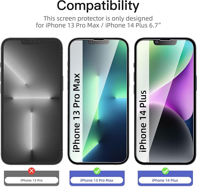 NEW'C 3 Pack Privacy for iPhone 13 Pro Max, iPhone 14 Plus Screen Protector - Image 2