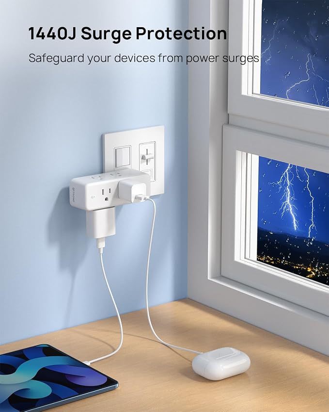TROND Outlet Extender Surge Protector, 6 AC Outlet Splitter - Image 5