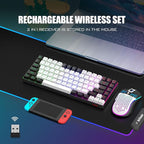 RedThunder K84 Wireless Keyboard and Mouse Combo, LED Rainbow Backlit - Image 2