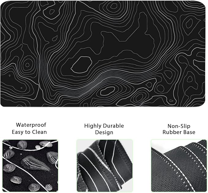 Topographic Large Mouse Pad and Keyboard Wrist Rest, Desk Pad - Image 3