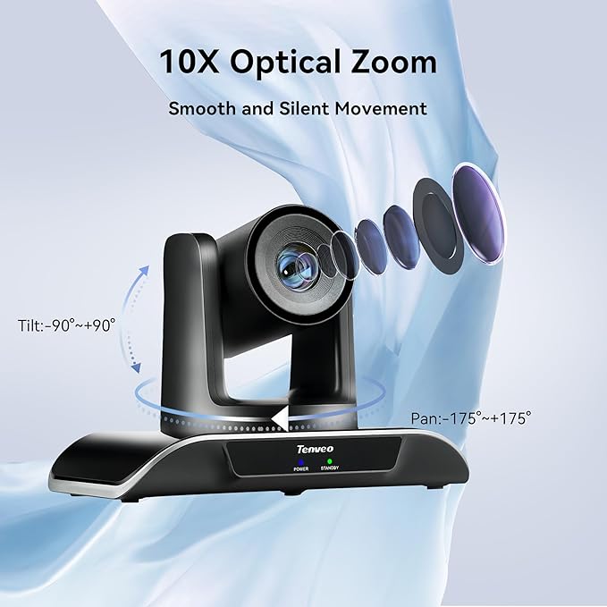 Tenveo PTZ Conference Room Camera 10X Optical Zoom USB3.0/HDMI/RS232 Wide Angle - Image 3