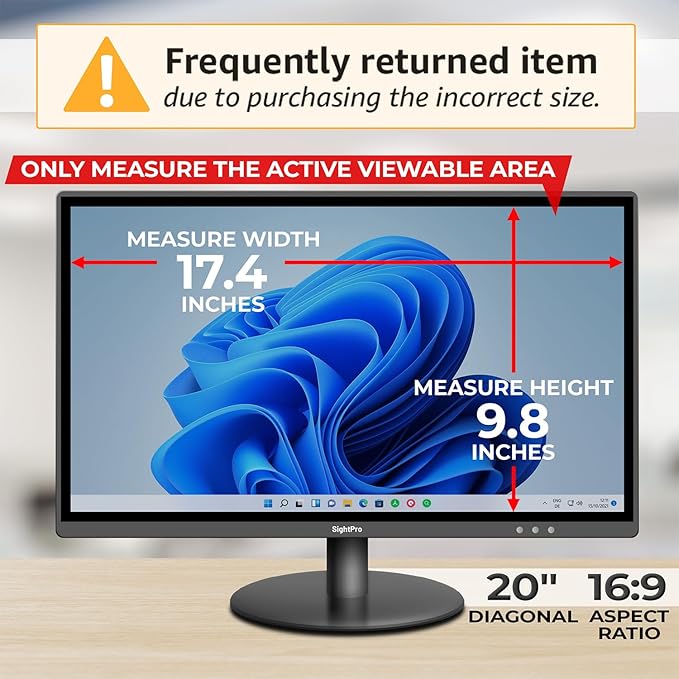 20 Inch 16:9 Computer Privacy Screen Filter - Image 2