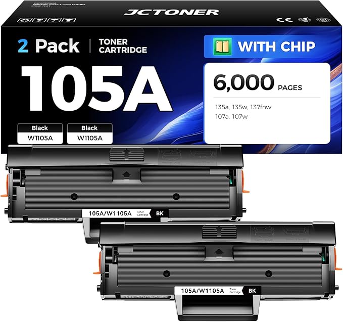 105A Black Toner Cartridge Combo Set 2-Pack by JCTONER