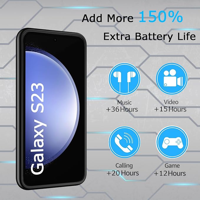 Battery Case for Galaxy S23, Slim Portable Protective Fast Charging Case Backup - Image 2
