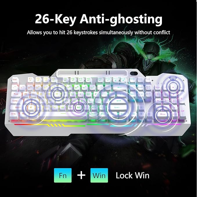 AULA Gaming Keyboard, T102 104 Keys Keyboard and Mouse Combo, USB Wired - Image 4