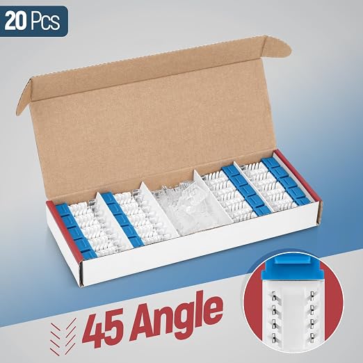 Everest 45° Angled RJ45 Cat6 Keystone Jacks 20-Pack in Blue - Image 2