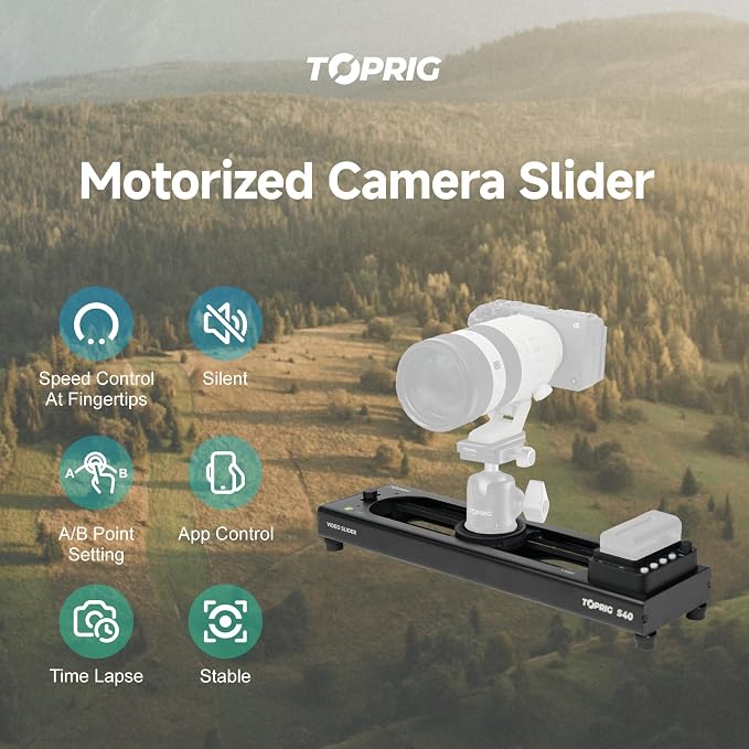 Accsoon Toprig 16inch/40cm Motorized Camera Slider, Button/APP Control Dolly - Image 2