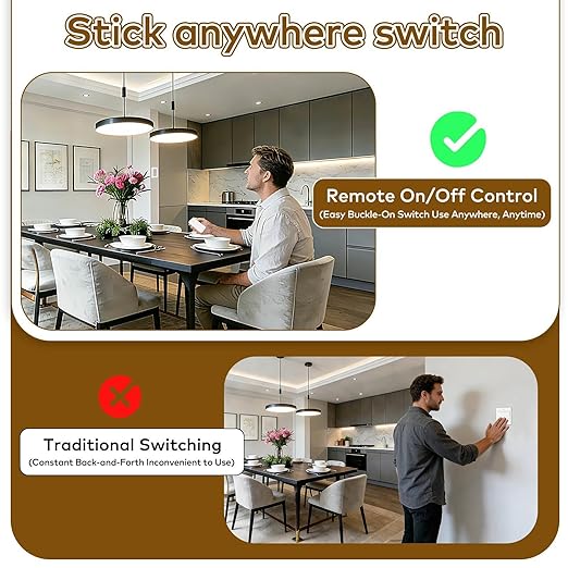 NineLeaf Remote Control Square Outlet Plug Switch, Buckle Design & Removable - Image 3