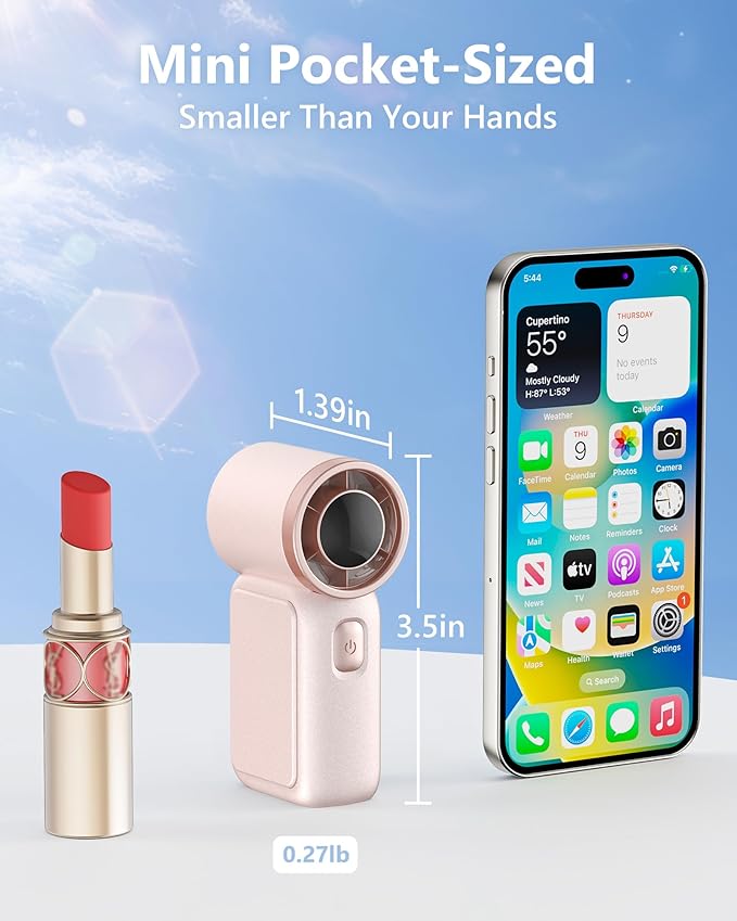 Portable Handheld Mini Fan, 6 Gear Wind, Hand Small Travel Personal Held Fans - Image 2