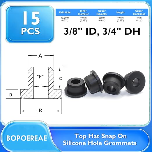 15 Pcs 3/4" Drill Hole, 3/8" ID Silicone Rubber Grommets - Image 7