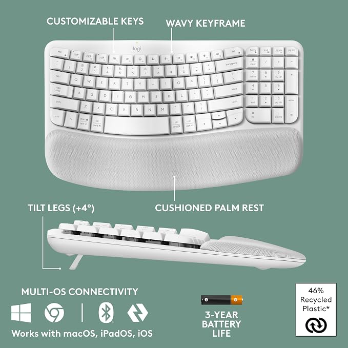 Logitech Wave Keys Wireless Ergonomic Keyboard - Image 6