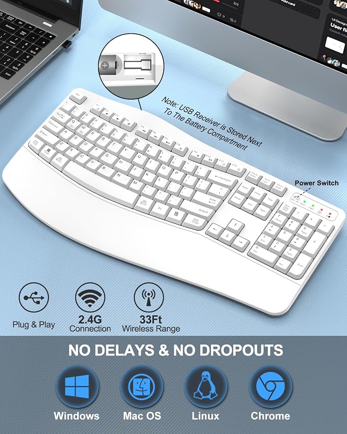 EDJO Ergonomic Wireless Keyboard - Image 6